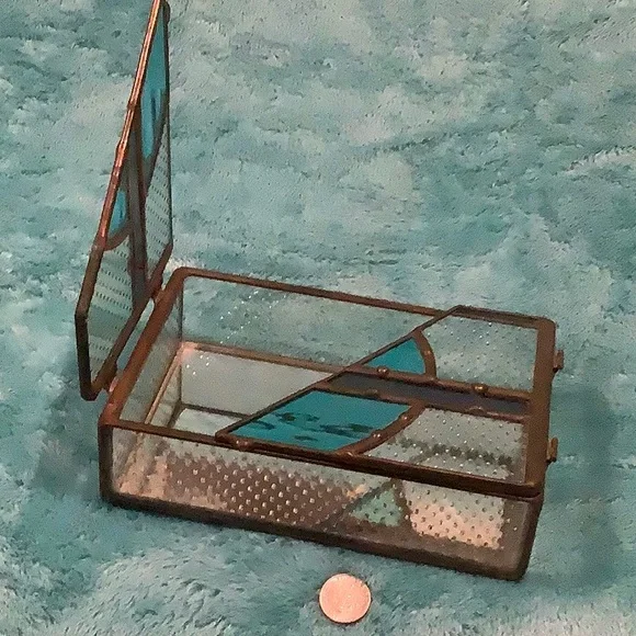 Stained Glass Jewelry Trinket Box Handcrafted NWT 6”x4”x1.75”. Art - Picture 12 of 16